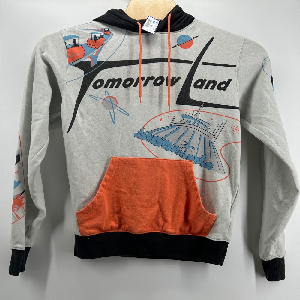 Disney Tomorrowland Hoodie Mens XS Grey Magic Kingdom Space Mountain Graphic
